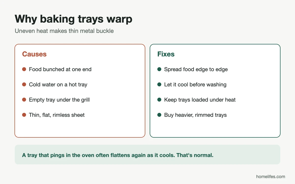 Diagram: what makes a baking tray warp and how to prevent it